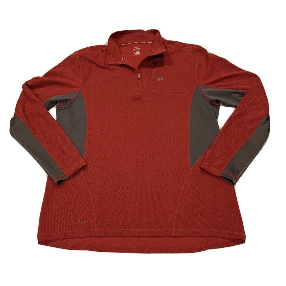 Nike ACG Fit Dry 1/4 Zip Red Athletic Running Mens Pullover Sweater Sz XLarge XL